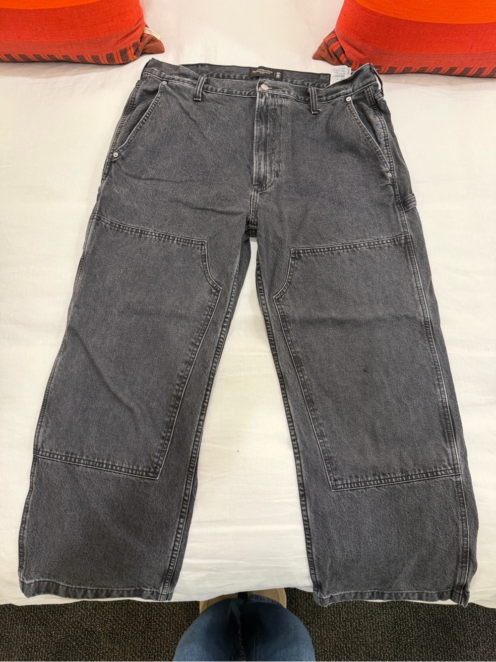Abercrombie & Fitch Utility Relaxed Denim Gray Jeans Waist 38